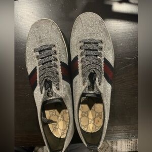 Gucci Men's Glitter Silver and Black Sneakers